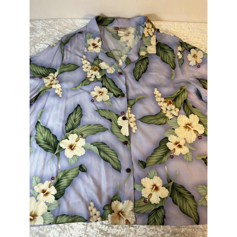 Vintage Hilo Hattie Hawaiian Rayon Shirt 3XL‎ Purple Floral Aloha Made Hawaii